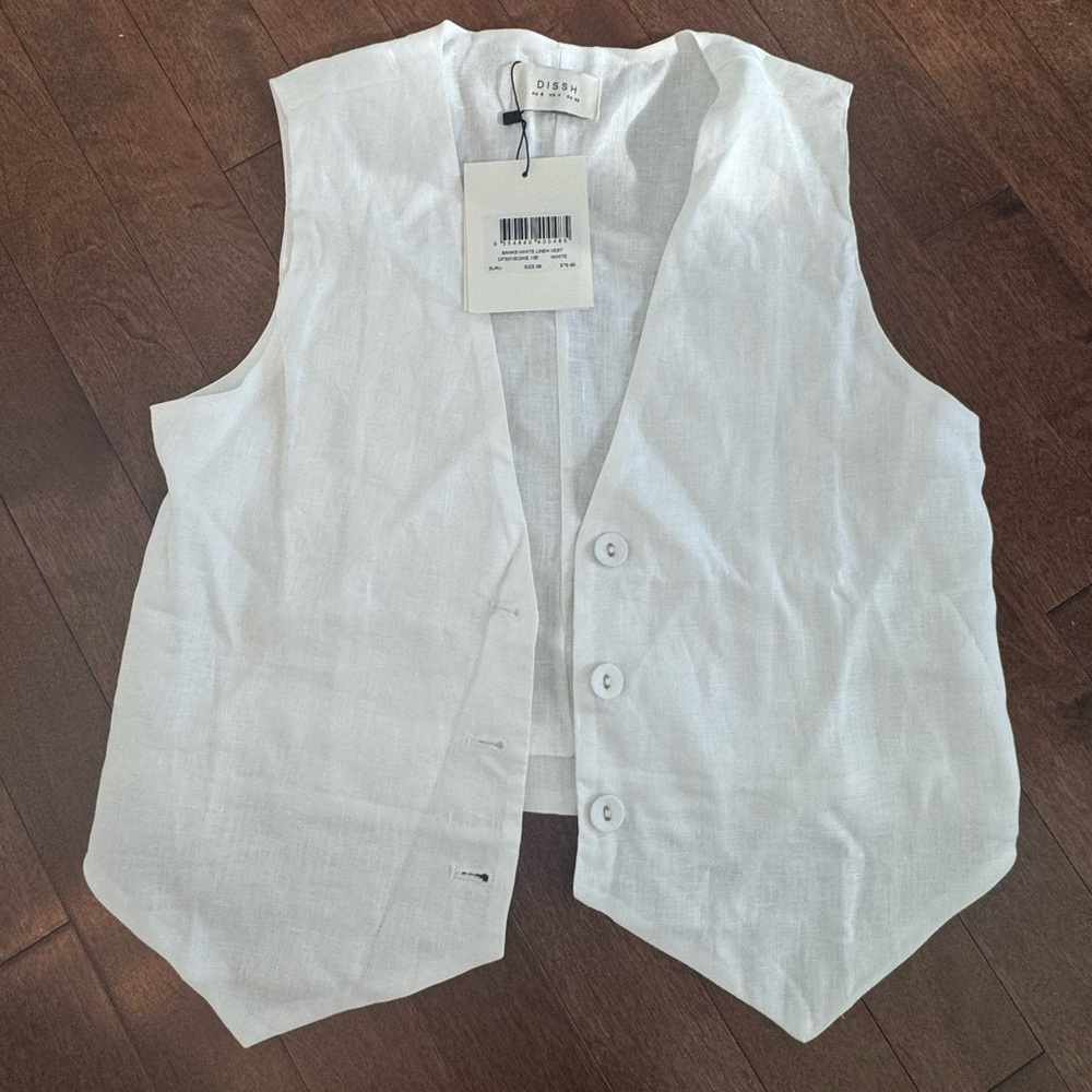 DISSH white linen vest